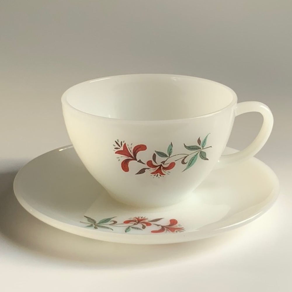 Fire-King Honeysuckle teacup and sauce